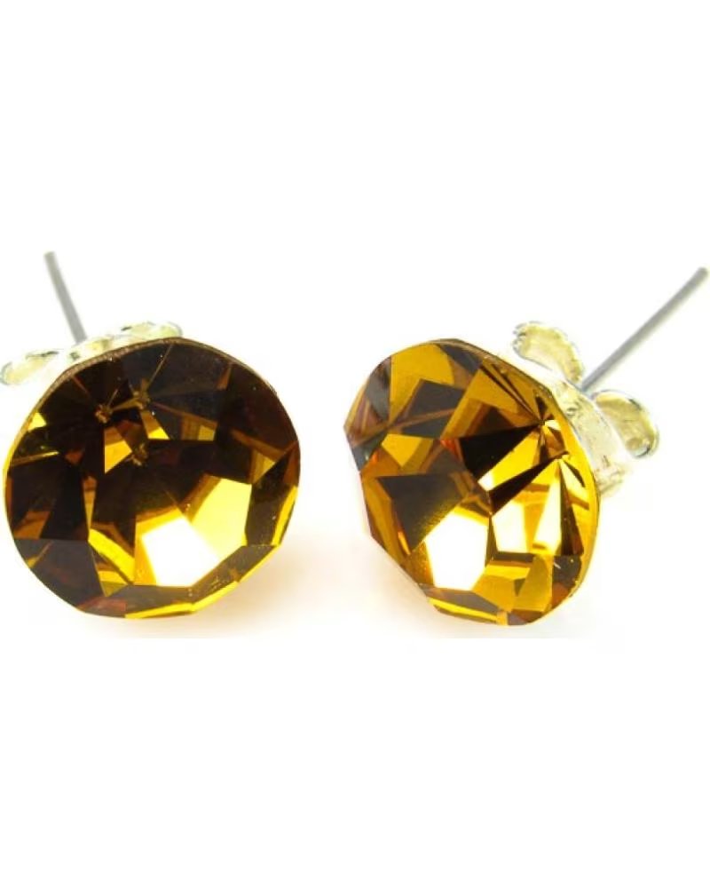 MINOPLATA PENDIENTES DE PLATA Y CRISTAL SWAROVSKI DORADO 8 MM