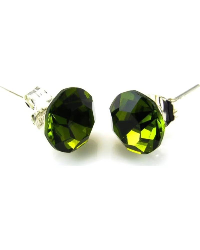 MINOPLATA PENDIENTES EN PLATA CON CRISTAL SWAROVSKI VERDE OLIVA 8 MM