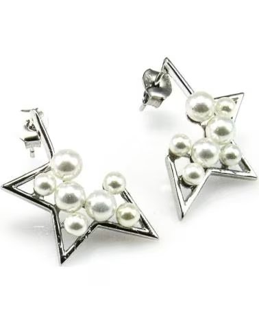 MINOPLATA PENDIENTES DE ESTRELLA EN PLATA RODIADA CON PERLAS