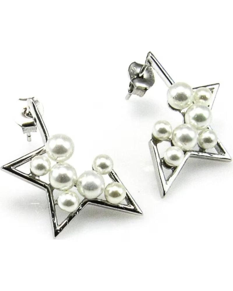 MINOPLATA PENDIENTES DE ESTRELLA EN PLATA RODIADA CON PERLAS