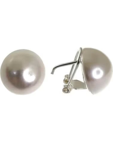 MINOPLATA BOUCLES D´OREILLES DEMI-PERLE 16 MM AVEC FERMOIR OMÉGA EN ARGENT STERLING