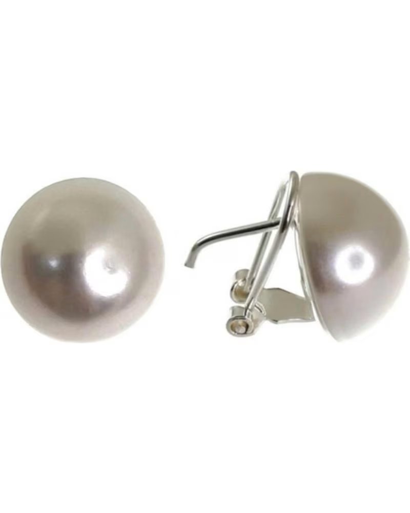 MINOPLATA BOUCLES D´OREILLES DEMI-PERLE 16 MM AVEC FERMOIR OMÉGA EN ARGENT STERLING