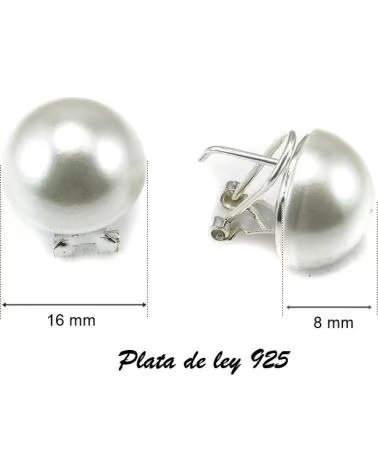 MINOPLATA BOUCLES D´OREILLES DEMI-PERLE 16 MM AVEC FERMOIR OMÉGA EN ARGENT STERLING