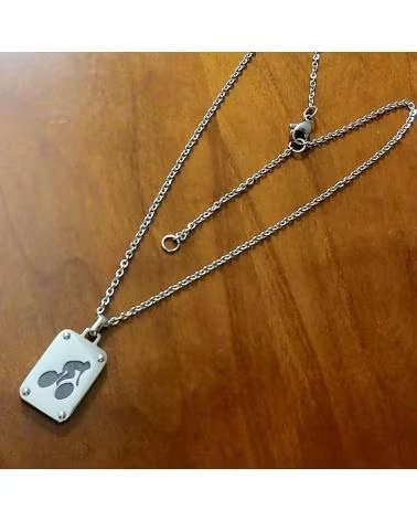 MINOPLATA EDELSTAHLHALSKETTE MIT DEKORATIVER PLAKETTE UND RADFAHRER-MOTIV