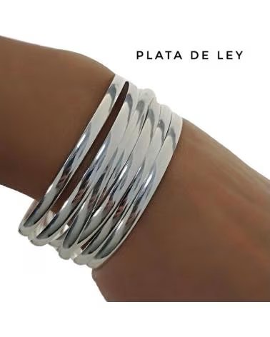 MINOPLATA PULSERAS SEMANARIO MEDIA CAÑA PLATA DE LEY 4MM