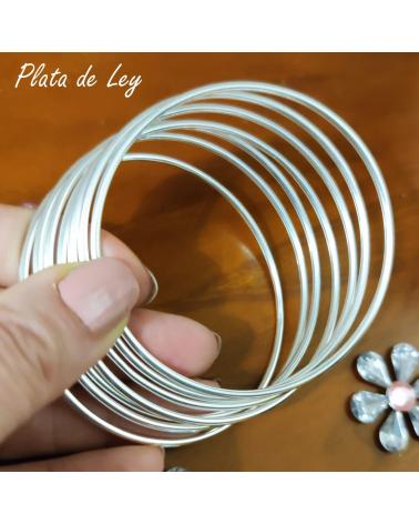 MINOPLATA PULSERA SEMANARIO MACIZA REDONDA EN PLATA DE LEY 2MM 70MM