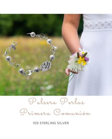MINOPLATA PULSERA PRIMERA COMUNIÓN NUBE DE PLATA DE LEY Y PERLAS