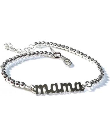 MINOPLATA PULSERA DE BOLAS EN PLATA DE LEY CON INSCRIPCIÓN MAMA