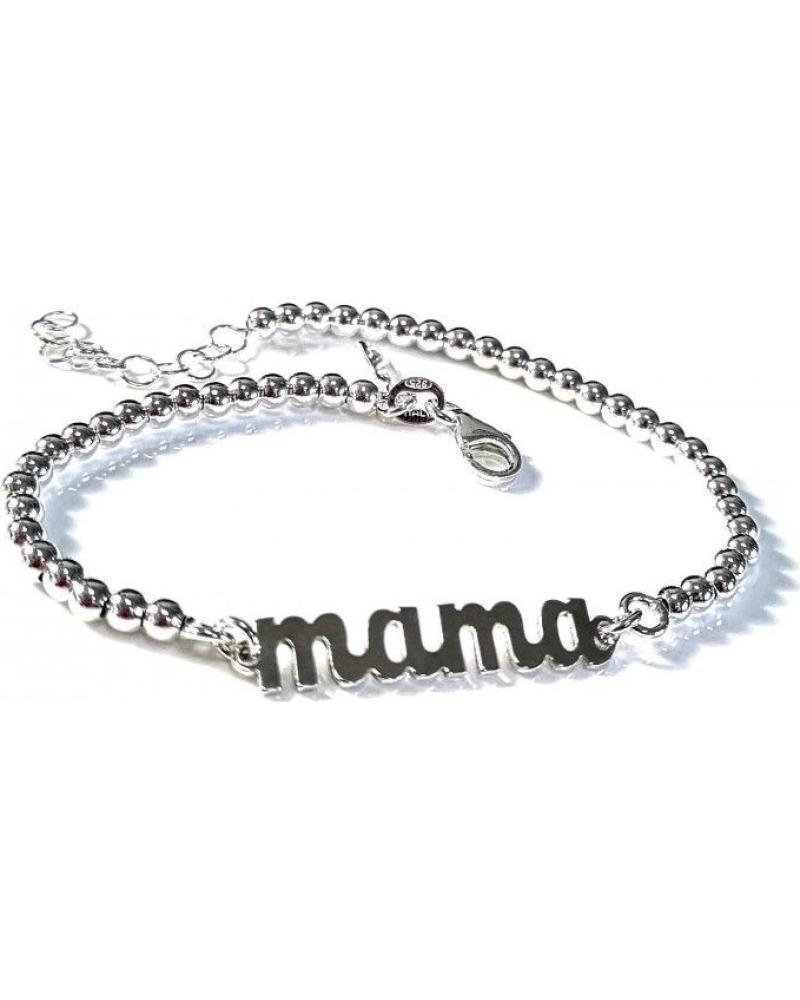 MINOPLATA PULSERA DE BOLAS EN PLATA DE LEY CON INSCRIPCIÓN MAMA