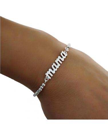 MINOPLATA PULSERA DE BOLAS EN PLATA DE LEY CON INSCRIPCIÓN MAMA