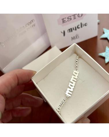 MINOPLATA PULSERA DE BOLAS EN PLATA DE LEY CON INSCRIPCIÓN MAMA
