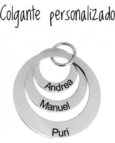 MINOPLATA COLGANTE TRES AROS DE PLATA DE LEY PERSONALIZADO