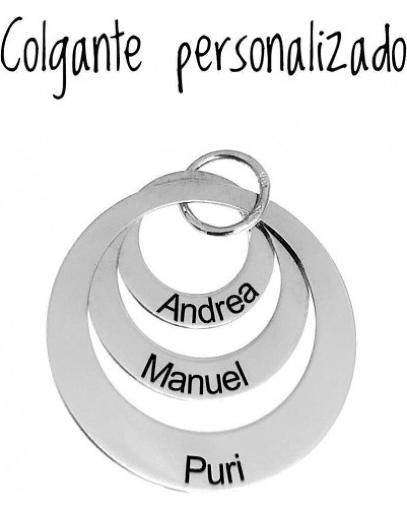 MINOPLATA COLGANTE TRES AROS DE PLATA DE LEY PERSONALIZADO