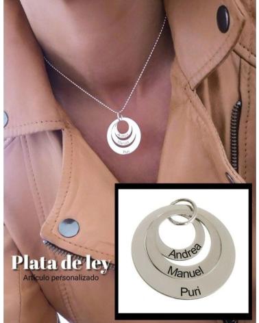 MINOPLATA COLGANTE TRES AROS DE PLATA DE LEY PERSONALIZADO