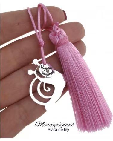 MINOPLATA MARCAPAGINAS CARACOL DE PLATA DE LEY MENSAJE SENO TE QUEREMO