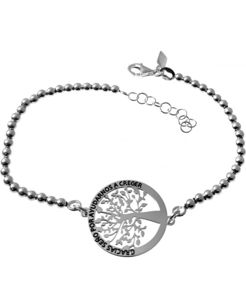 MINOPLATA PULSERA GRACIAS SENO ARBOL DE LA VIDA DE PLATA DE LEY