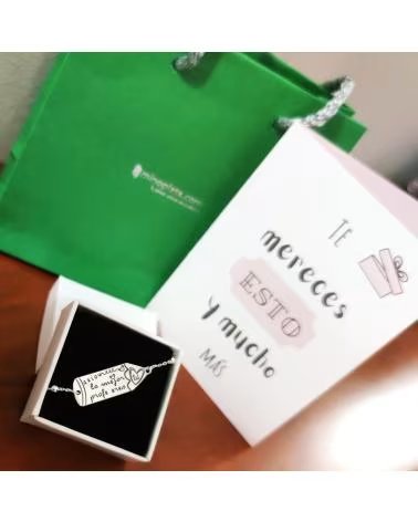 MINOPLATA PULSERA LAPIZ DE PLATA DE LEY PARA LA MEJOR PROFE