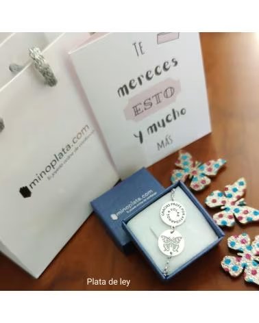MINOPLATA PULSERA DE PLATA MARIPOSA GRACIAS PROFE POR AYUDARNOS A VOLA