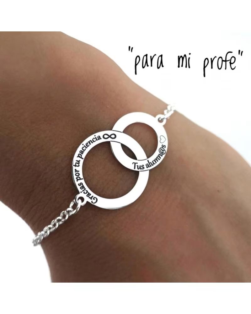 MINOPLATA PULSERA PARA PROFESORAS GRACIAS POR TU PACIENCIA DE PLATA