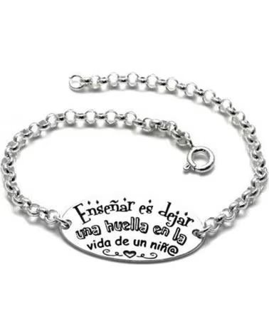 MINOPLATA PULSERA DE PLATA MAESTRAS ENSENAR ES DEJAR HUELLA CORAZON