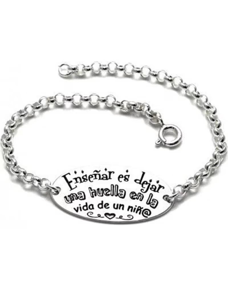 MINOPLATA PULSERA DE PLATA MAESTRAS ENSENAR ES DEJAR HUELLA CORAZON