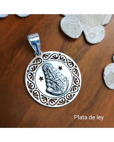 MINOPLATA MEDALLA CALADA DE PLATA DE LEY VIRGEN DEL ROCÍO