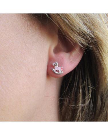 MINOPLATA PENDIENTES CABALLITO DE PLATA DE LEY PARA NIÑAS