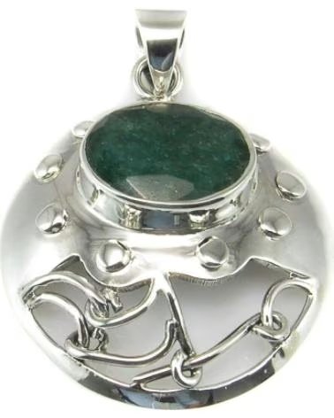 MINOPLATA COLGANTE EN PLATA DE LEY CON PIEDRA AGATHA VERDE