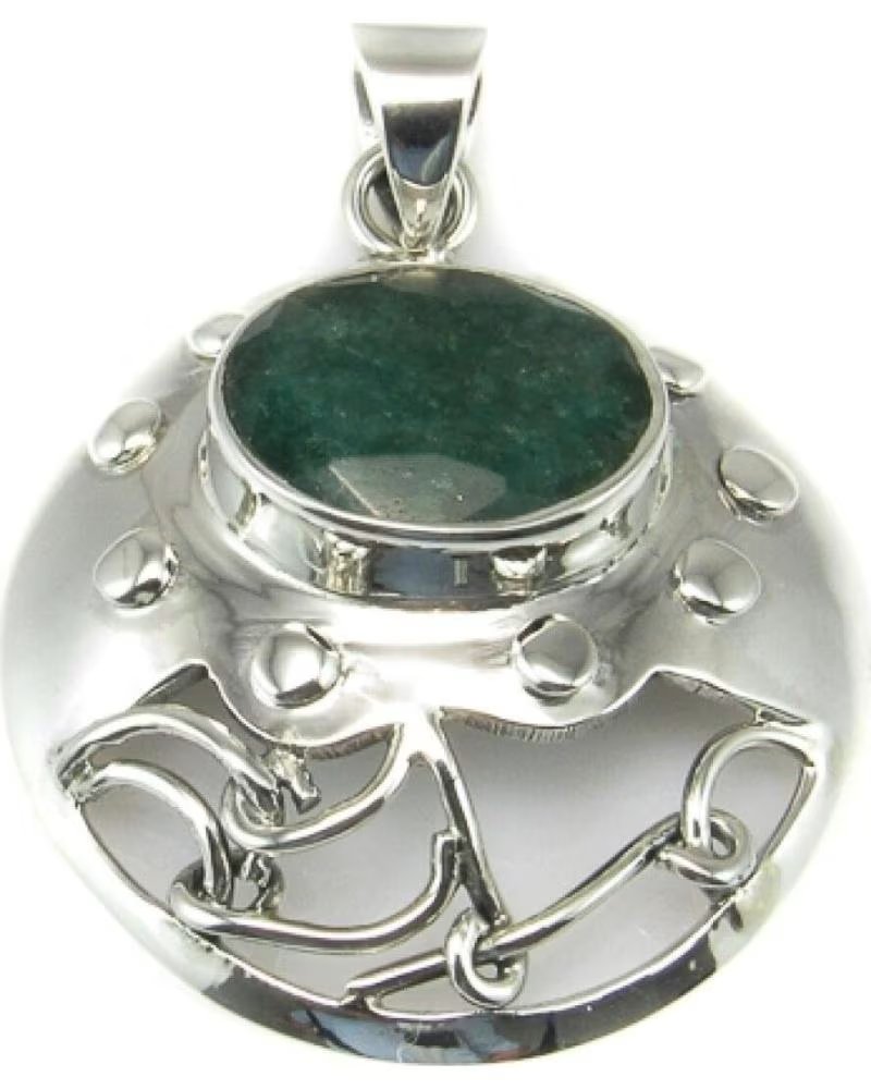 MINOPLATA COLGANTE EN PLATA DE LEY CON PIEDRA AGATHA VERDE