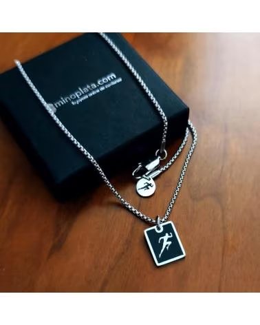 MINOPLATA COLLAR DE ACERO INOXIDABLE PLACA CORREDOR ATLETISMO