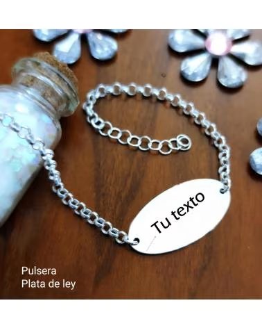MINOPLATA PULSERA DE PLATA DE LEY PERSONALIZADA EN CASTELLANO INGLES
