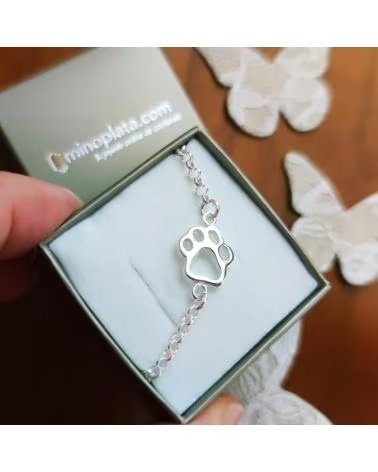 MINOPLATA PULSERA DE PLATA DE LEY HUELLA DE ANIMAL CALADA