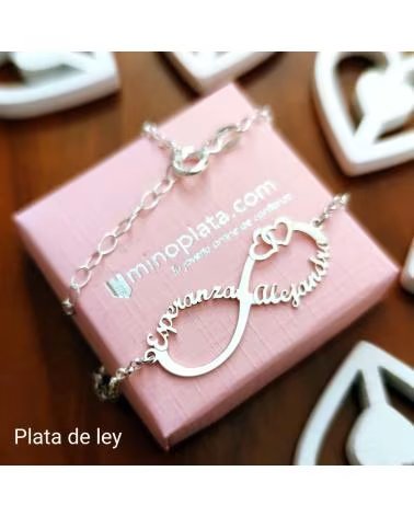 MINOPLATA GARGANTILLA INFINITO CORAZONES PERSONALIZADA NOMBRES DE PLAT