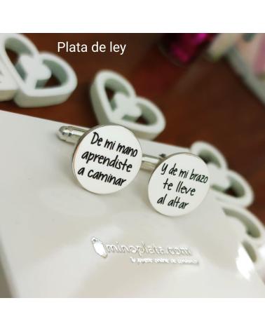 MINOPLATA GEMELOS DE CAMISA REDONDOS EN PLATA PERSONALIZADOS CON TU TE