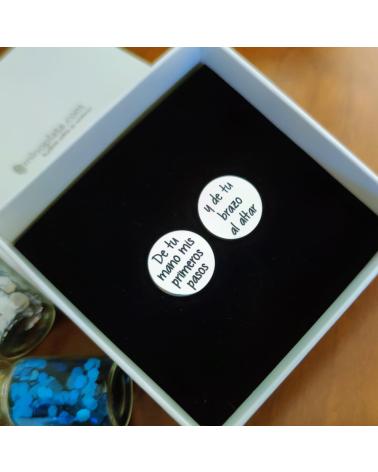 MINOPLATA GEMELOS DE CAMISA REDONDOS EN PLATA PERSONALIZADOS CON TU TE