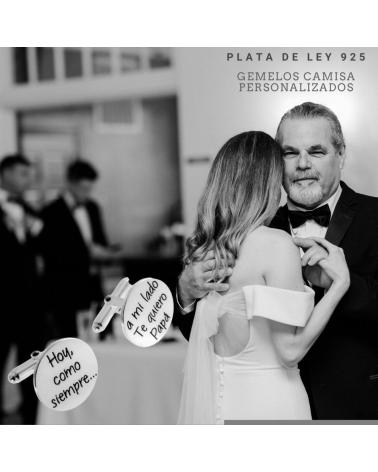 MINOPLATA GEMELOS DE CAMISA REDONDOS EN PLATA PERSONALIZADOS CON TU TE