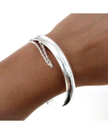 MINOPLATA PULSERA MEDIA CANA DE PLATA DE LEY LISA 9 MM Y 60 MM DIAMETR