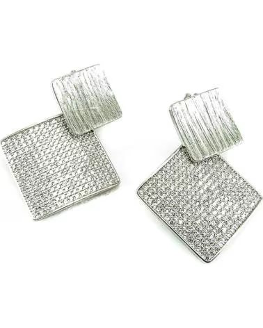 MINOPLATA PENDIENTES CUADRADOS DE PLATA MATIZADA Y CIRCONITAS MICRO
