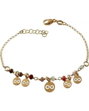 MINOPLATA PULSERA MUJER INFINITOS DE PLATA DORADA CON PIEDRAS DE COLOR