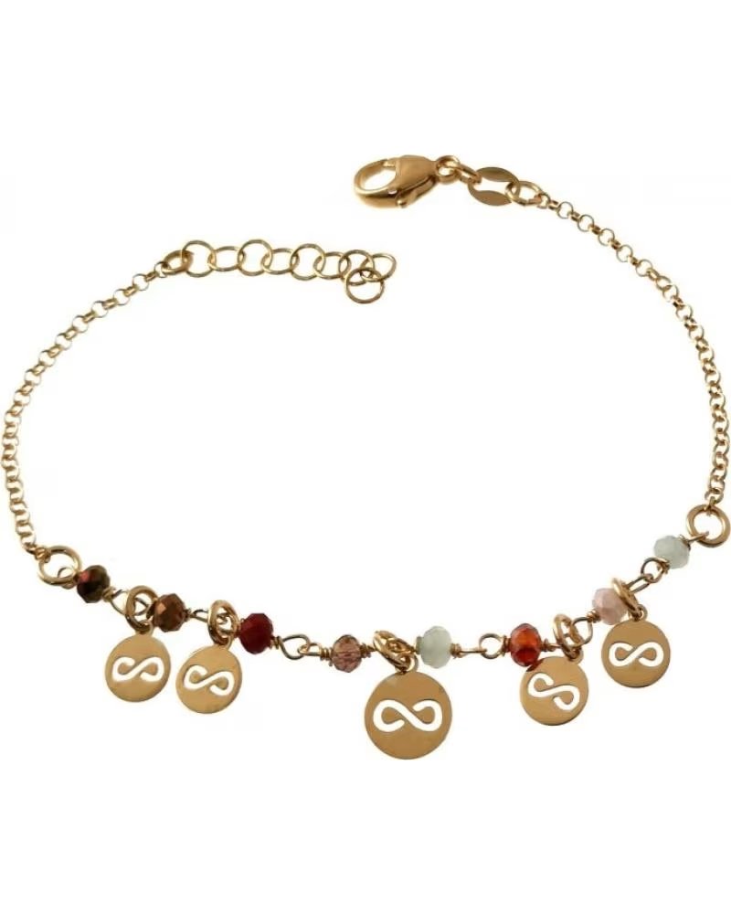 MINOPLATA PULSERA MUJER INFINITOS DE PLATA DORADA CON PIEDRAS DE COLOR