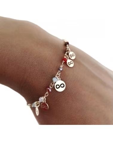MINOPLATA PULSERA MUJER INFINITOS DE PLATA DORADA CON PIEDRAS DE COLOR