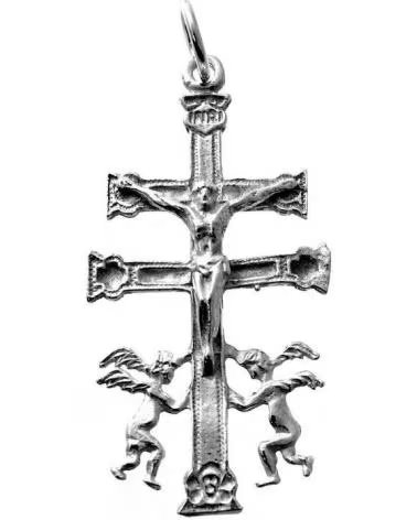 MINOPLATA CRUZ DE CARAVACA GRANDE DE PLATA DE LEY 40 MM