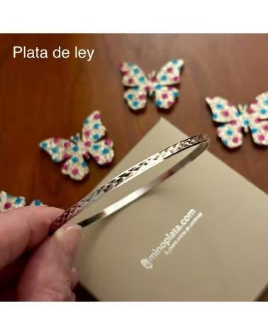 MINOPLATA PULSERA ARO SEMANARIO TALLADO DE PLATA DE LEY RODIADA 3 - 65