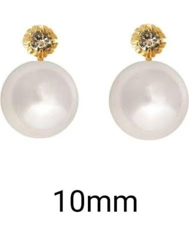 MINOPLATA PENDIENTES JAPONESA DE PLATA DORADA PERLA Y CIRCONITA 10 MM