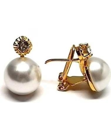 MINOPLATA PENDIENTES PERLAS JAPONESA 12 MM EN PLATA DE LEY DORADA