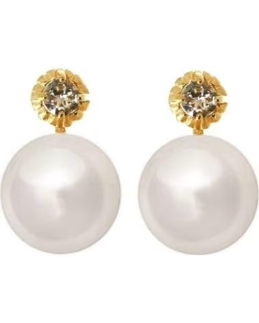 MINOPLATA PENDIENTES PERLAS JAPONESA 12 MM EN PLATA DE LEY DORADA