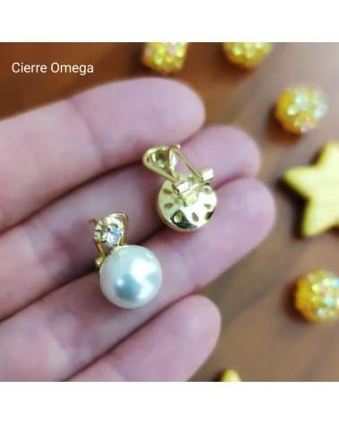 MINOPLATA PENDIENTES PERLAS JAPONESA 12 MM EN PLATA DE LEY DORADA
