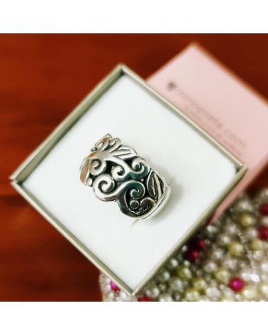 MINOPLATA ANILLO FIGURAS HOJAS DE PLATA DE LEY ENVEJECIDA