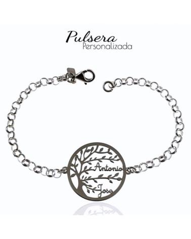 MINOPLATA PULSERA ARBOL DE LA VIDA NOMBRES DE PLATA DE LEY MAXIMO 4