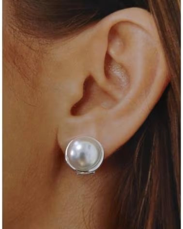 MINOPLATA PENDIENTES BOCEL DE PLATA DE LEY CON MEDIA PERLA 14 MM OMEGA